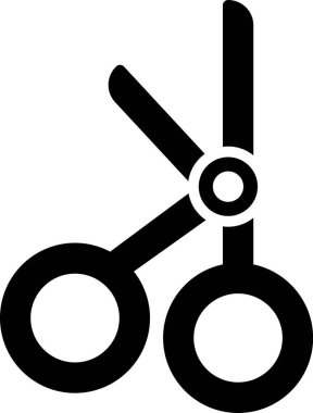 Siyah tıbbi makas simgesi beyaz arkaplanda izole edilmiş. Vektör İllüstrasyonu.