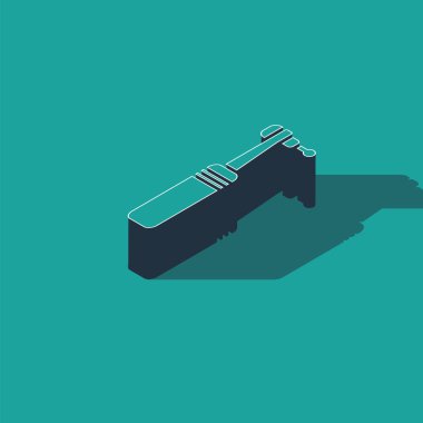 Isometric Tooth sondaj simgesi yeşil arkaplanda izole edildi. Delme ve öğütme aletleri için el işi. Tıbbi alet. Vektör İllüstrasyonu.