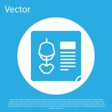 Mavi arkaplanda mavi X-ray çekim simgesi izole edildi. Beyaz daire düğmesi. Vektör İllüstrasyonu.