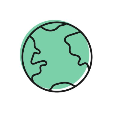 Siyah çizgi Dünya ikonu beyaz arka planda izole edilmiş. Dünya ya da Dünya işareti. Küresel internet sembolü. Geometrik şekiller. Vektör İllüstrasyonu.