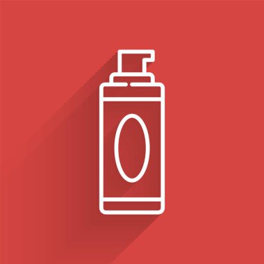 Beyaz çizgi tıraş köpüğü ikonu uzun gölgeli. Tıraş köpüğü. Vektör İllüstrasyonu.