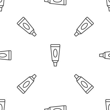 Gri çizgi kremi ya da losyon kozmetik tüp ikonu beyaz arka planda izole edilmiş pürüzsüz desen. Erkekler için vücut bakım ürünleri. Vektör İllüstrasyonu.