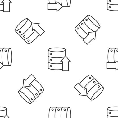 Gri çizgi sunucusu, Data, Web sunucu simgesi izole edilmiş beyaz arkaplan üzerinde kusursuz desen. Vektör İllüstrasyonu.