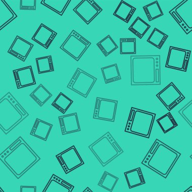 Siyah çizgili Elektronik Ölçek simgesi yeşil arka planda izole edilmiş pürüzsüz desen. Ağırlık ölçüm aletleri. Vektör İllüstrasyonu.