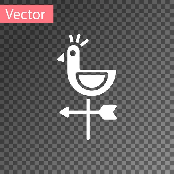 Прозрачном Фоне Выделена Иконка Белого Петуха Метеорологический Знак Петух Виндвейна — стоковый вектор