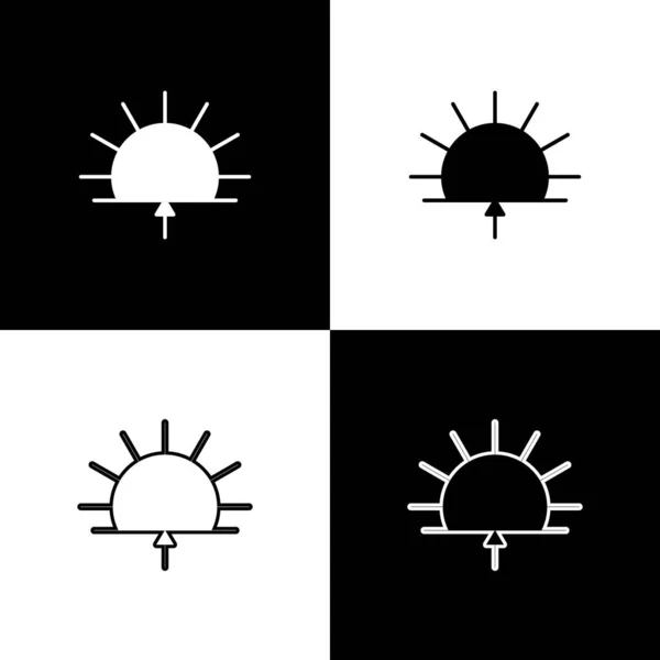 Setzen Sie Das Sunrise Symbol Isoliert Auf Schwarzem Und Weißem — Stockvektor