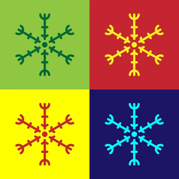 Pop Art Ikona Płatka Śniegu Izolowane Tle Koloru Ilustracja Wektora — Wektor stockowy