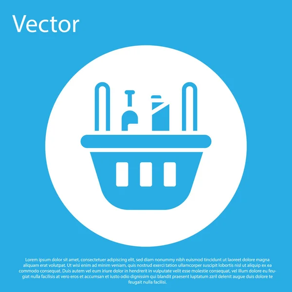Panier Bleu Icône Nourriture Isolé Sur Fond Bleu Magasin Alimentation — Image vectorielle