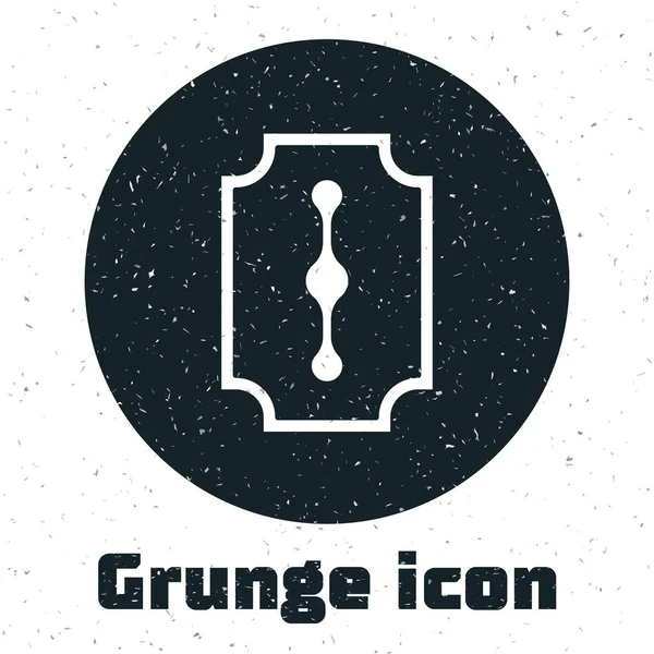 Grunge Blade Rasiermesser Ikone Isoliert Auf Weißem Hintergrund Monochrome Vintage — Stockvektor