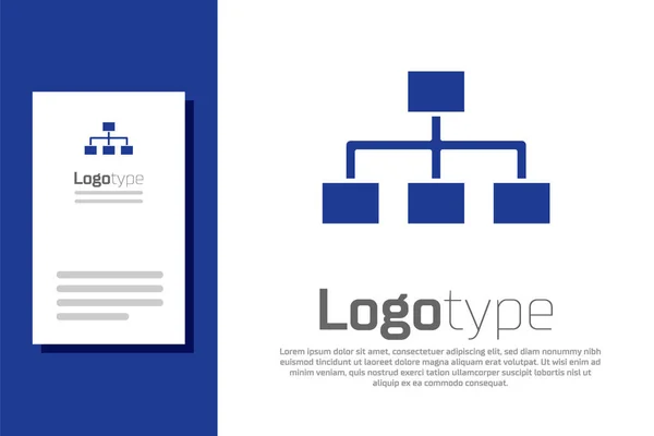 Blue Business Hierarchy Organogram Chart Infographics Icon Isolated White Background — Stock Vector