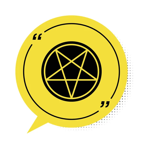 Zwart Pentagram Een Cirkel Pictogram Geïsoleerd Witte Achtergrond Magisch Occult — Stockvector