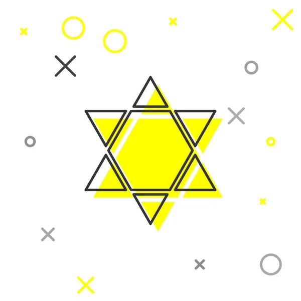 灰线的大卫之星图标孤立在白色背景上 犹太教的象征 以色列的象征 病媒图解 — 图库矢量图片