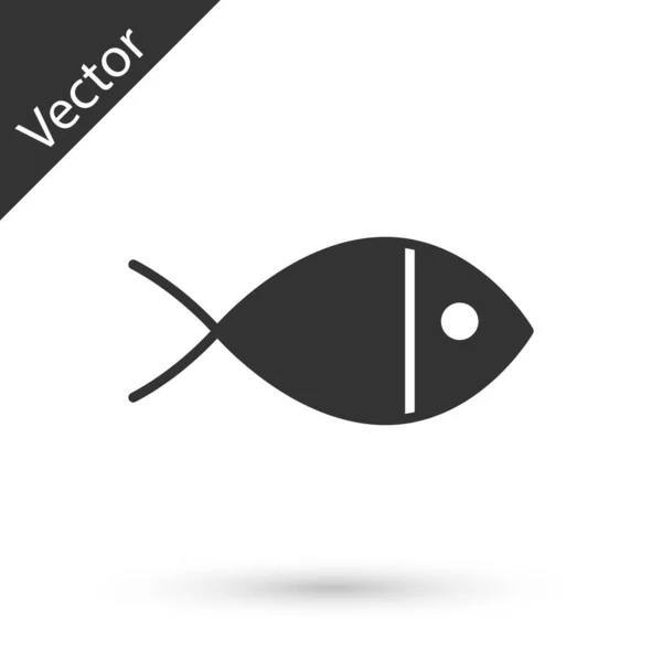 Ícone Símbolo Peixe Cristão Cinza Isolado Fundo Branco Símbolo Peixe — Vetor de Stock