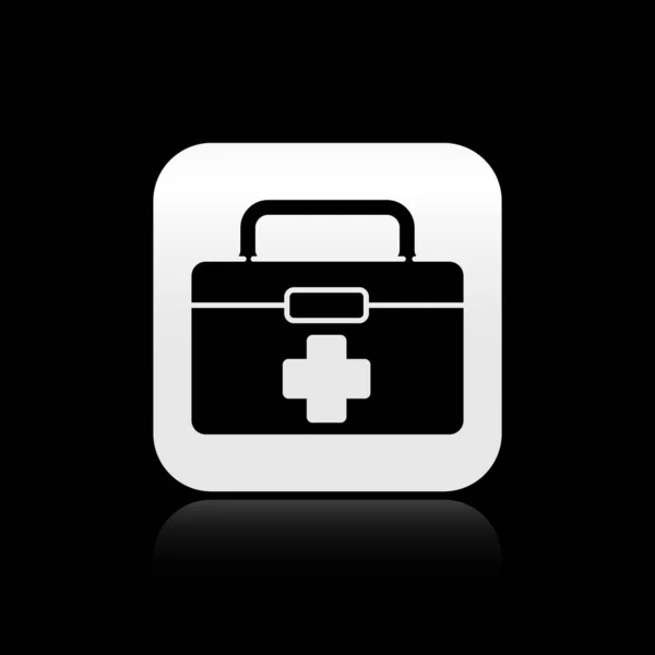 Black First Aid Kit Icon Isolated Black Background Medical Box — Stock Vector