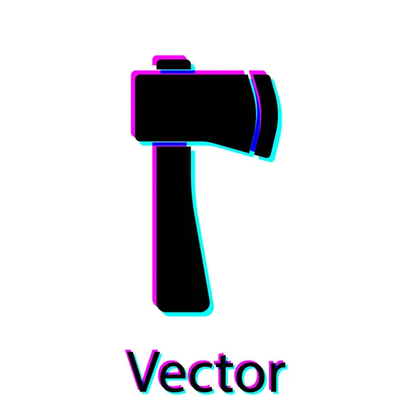 Zwart Houten Bijl Pictogram Geïsoleerd Witte Achtergrond Een Houthakkerbijl Vector — Stockvector