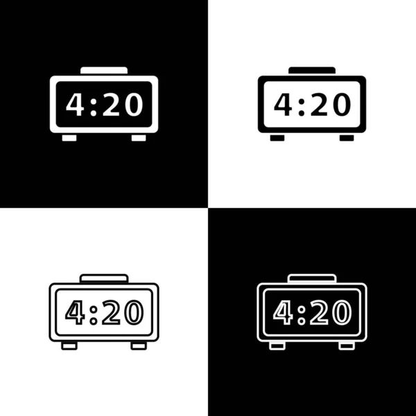 Set Icono Despertador Digital Aislado Sobre Fondo Blanco Negro Reloj — Archivo Imágenes Vectoriales