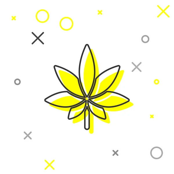 Grey Line Medical Marijuana Cannabis Leaf Icon Isolated White Background — Stock Vector