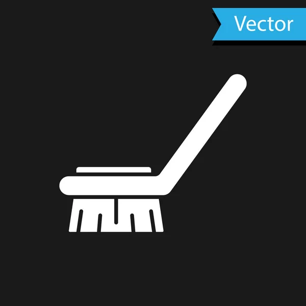 White Brush Cleaning Icon Isolated Black Background Cleaning Service Concept — Stock Vector