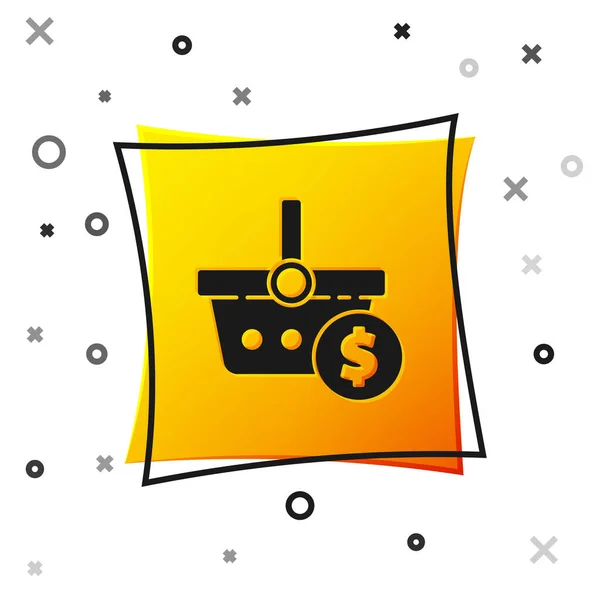 Zwart Winkelwagen Dollar Symbool Pictogram Geïsoleerd Witte Achtergrond Online Kopen — Stockvector
