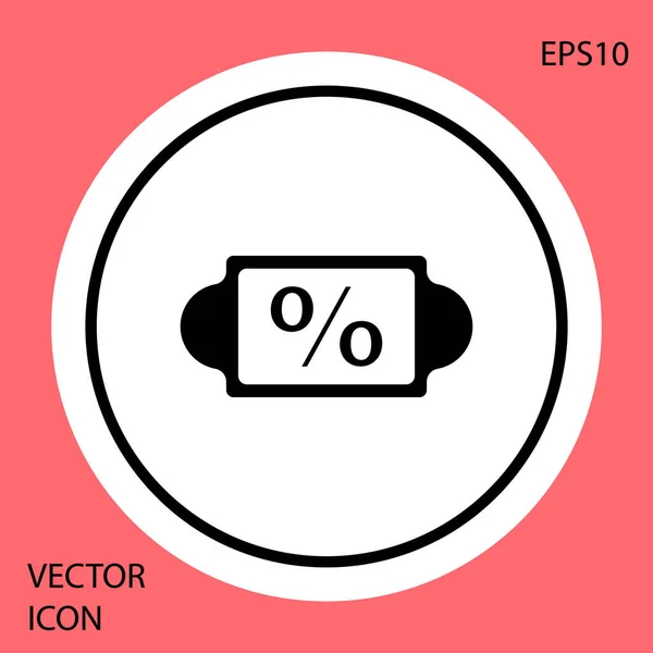 Icône Étiquette Pourcentage Remise Noire Isolée Sur Fond Rouge Panneau — Image vectorielle