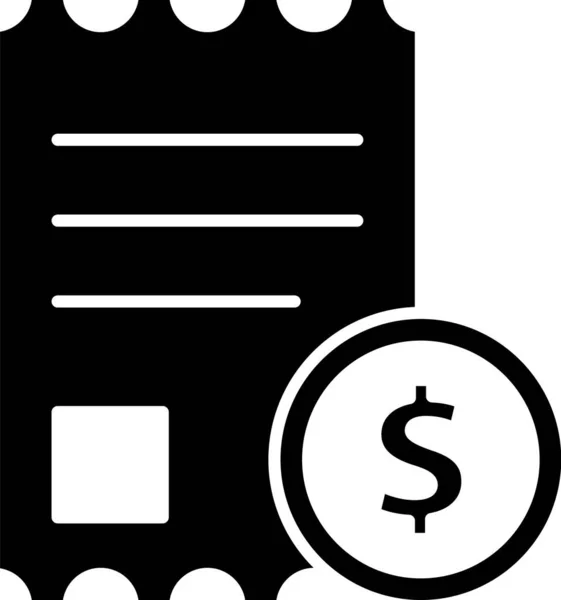 白の背景に隔離されたブラックペーパーチェックと財務チェックアイコン 紙の印刷チェック ショップ領収書または請求書 ベクターイラスト — ストックベクタ