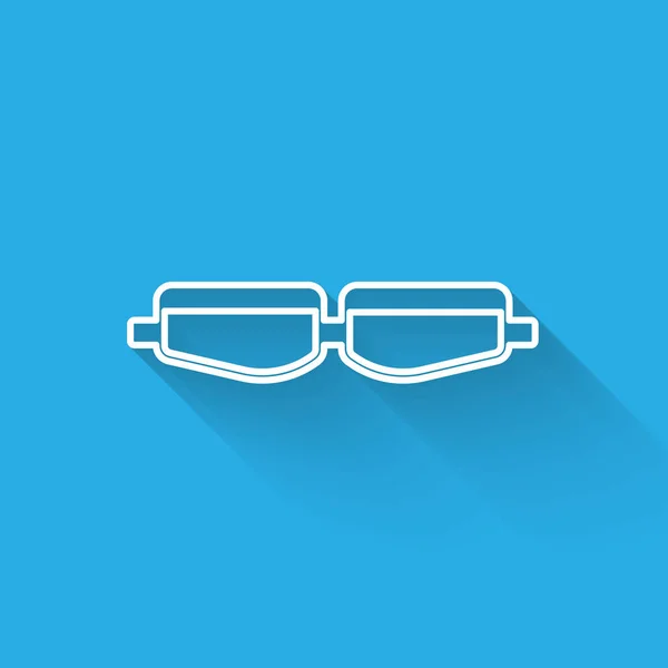 Línea Blanca Icono Gafas Seguridad Aisladas Con Sombra Larga Ilustración — Vector de stock