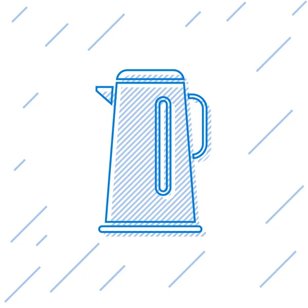 Синяя Линия Келе Иконкой Ручки Выделенной Белом Фоне Значок Чайника — стоковый вектор