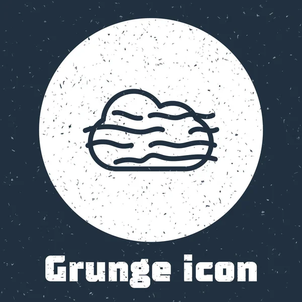 Línea Grunge Icono Niebla Nube Aislado Sobre Fondo Gris Dibujo — Vector de stock