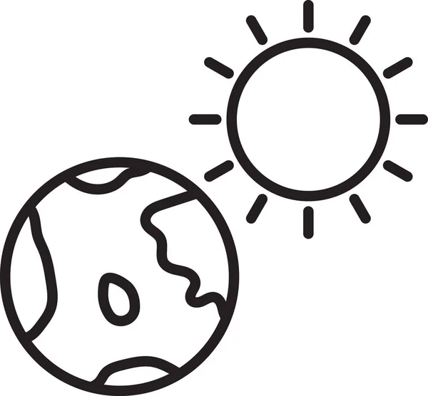 黒い線白い背景に隔離された地球の地球と太陽のアイコン 世界や地球の標識 世界的なインターネットシンボル 幾何学的形状 ベクターイラスト — ストックベクタ