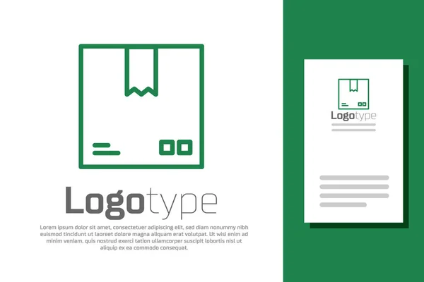Grüne Linie Karton Mit Verkehrssymbolsymbol Isoliert Auf Weißem Hintergrund Box — Stockvektor