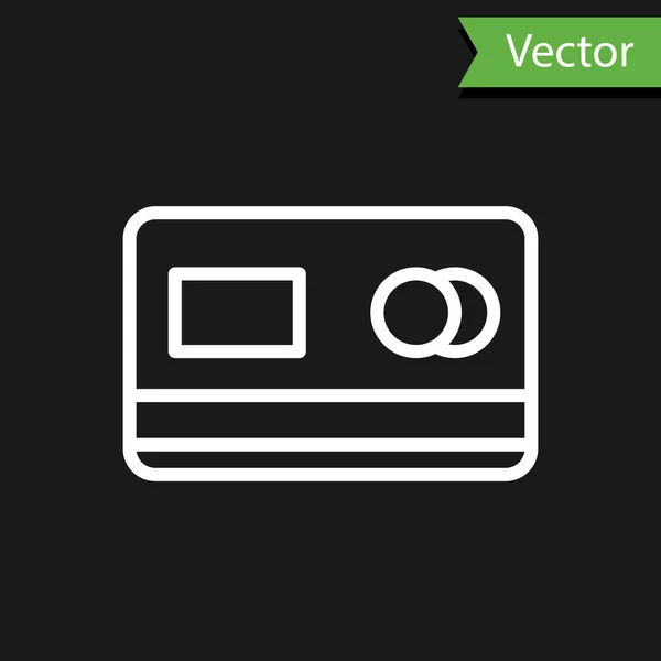 White Line Kreditkartensymbol Isoliert Auf Schwarzem Hintergrund Online Zahlung Barabhebungen — Stockvektor