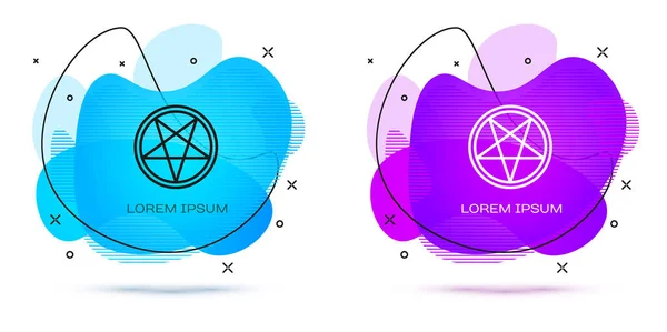 Lijn Pentagram Een Cirkel Pictogram Geïsoleerd Witte Achtergrond Magisch Occult — Stockvector