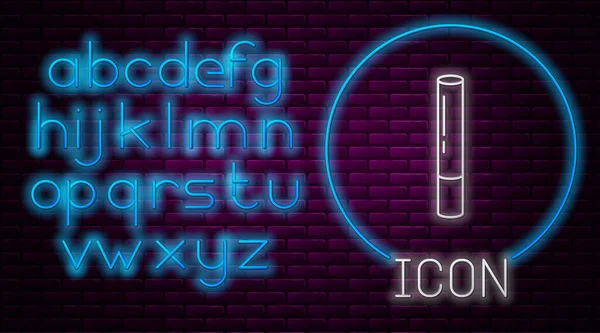 Világító Neon Vonal Marihuána Ízület Spliff Ikon Elszigetelt Téglafal Háttér — Stock Vector