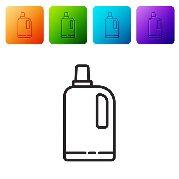Black Line Fabric Softener Icon Isolated White Background Liquid Laundry — Stock Vector