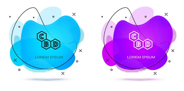 Молекула Лінії Каннабісу Ізольована Білому Тлі Молекули Каннабідіолу Thc Cbd — стоковий вектор
