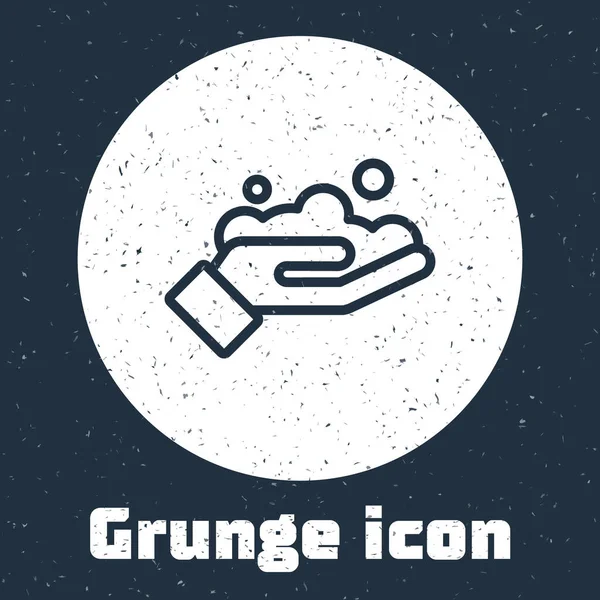Grunge Line Washing Hands Soap Icon Isolated Grey Background Washing — Stock Vector