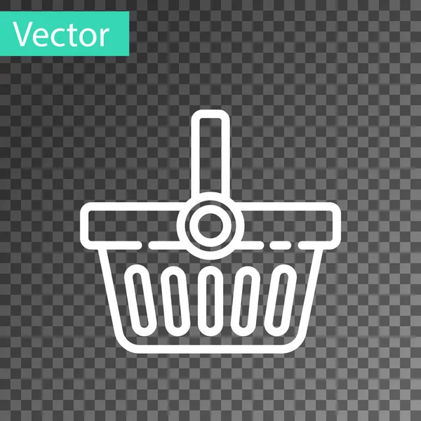Белая Линия Корзина Значок Изолирован Прозрачном Фоне Концепция Онлайн Покупки — стоковый вектор