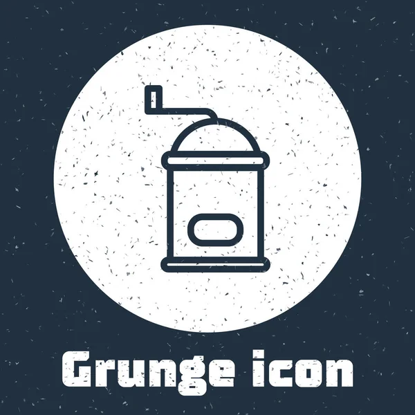 Γραμμή Grunge Χειροκίνητο Εικονίδιο Μύλος Καφέ Απομονωμένο Γκρι Φόντο Μονόχρωμη — Διανυσματικό Αρχείο