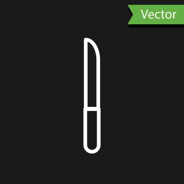 Linha Branca Ícone Faca Isolado Fundo Preto Símbolo Talheres Ilustração — Vetor de Stock