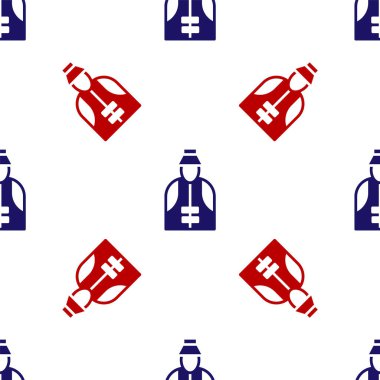 Mavi ve kırmızı Balıkçı ikonu beyaz arka planda kusursuz desen izole etti. Vektör.