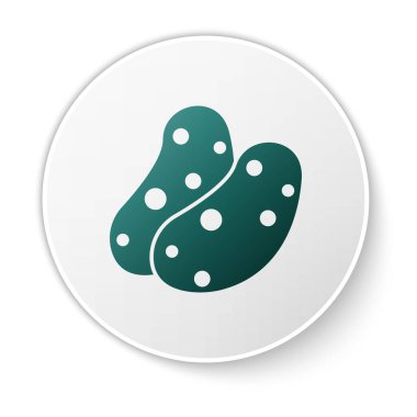 Yeşil Patates simgesi beyaz arkaplanda izole edilmiş. Beyaz daire düğmesi. Vektör.