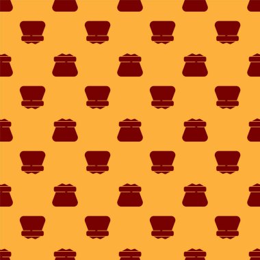 Kırmızı Torba simgesi kahverengi arka planda izole edilmiş. Vektör.