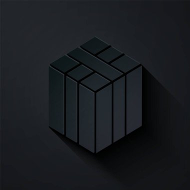 Kağıt kesiği siyah arka planda saman simgesi Bale. Kağıt sanatı tarzı. Vektör.