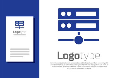 Mavi Sunucu, Data, Web sunucu simgesi beyaz arkaplanda izole edildi. Logo tasarım şablonu elemanı. Vektör.