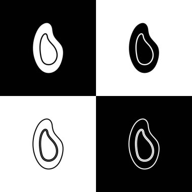 Siyah beyaz arkaplanda midye simgesini ayır. Taze deniz ürünleri. Vektör..