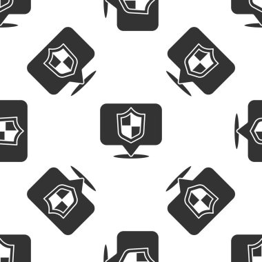 Gri Konum Kalkanı simgesi beyaz arka planda izole edilmiş kusursuz desen. Sigorta konsepti. Gardiyan. Güvenlik, güvenlik, koruma, gizlilik kavramı. Vektör..