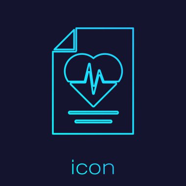 Turkuaz hat sağlık sigortası ikonu mavi arka planda izole edildi. Hasta koruması. Güvenlik, güvenlik, koruma, konsept koruma. Vektör..