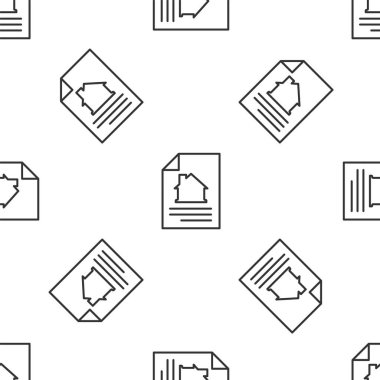 Gri Çizgili Ev sözleşmesi ikonu beyaz arka planda kusursuz desen izole etti. Sözleşme oluşturma hizmeti, belge oluşumu, başvuru formu bileşimi. Vektör.