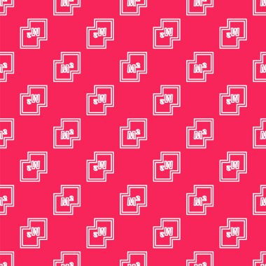 Beyaz çizgi ev planı simgesi kırmızı arka planda kusursuz desen izole etti. Vektör.