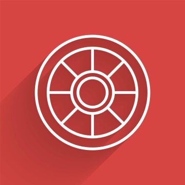 Beyaz çizgi güvenli simgesi uzun gölgeli. Kapı, şifreli bir banka kasası. Güvenilir Veri Koruma. Vektör.